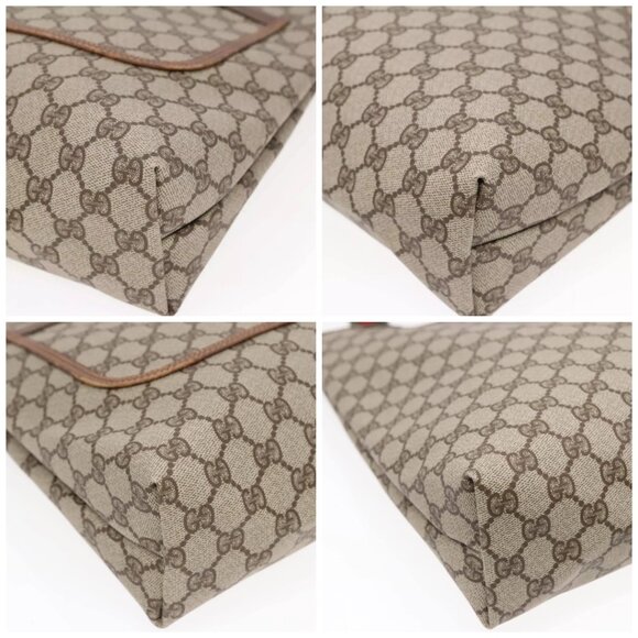 GUCCI GG Canvas Web Sherry Line Tote Bag PVC Beige 002 39 6487 Auth 91002 - Picture 14 of 16